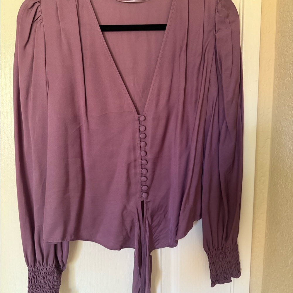 Zara Purple Button-Down Blouse